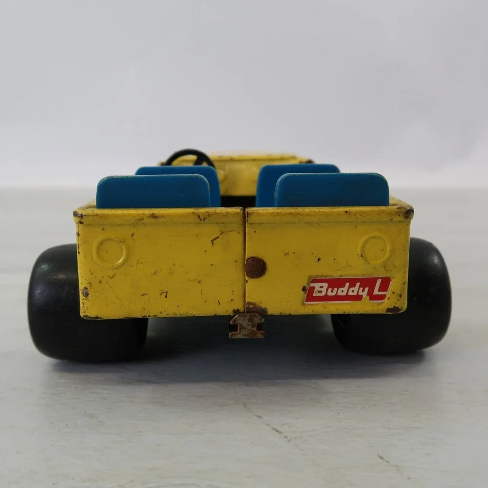 Buddy L Jeep Hauler Yellow & Blue With Trailer 2 Piece Set Vintage 1970s